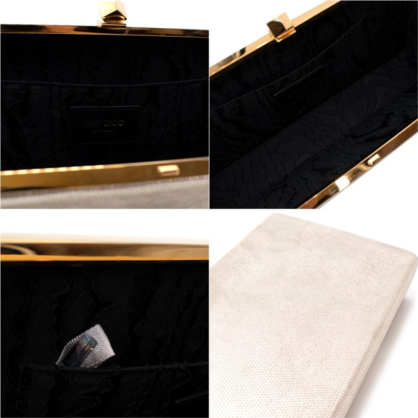 Jimmy Choo Celeste Champagne Gold-Tone Glitter Clutch For Sale 1