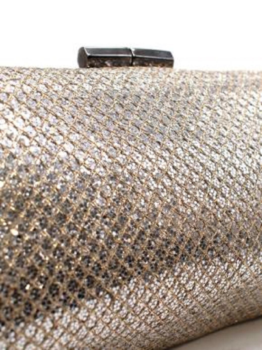 Jimmy Choo Champagne Sequin Embellished Clutch For Sale 3