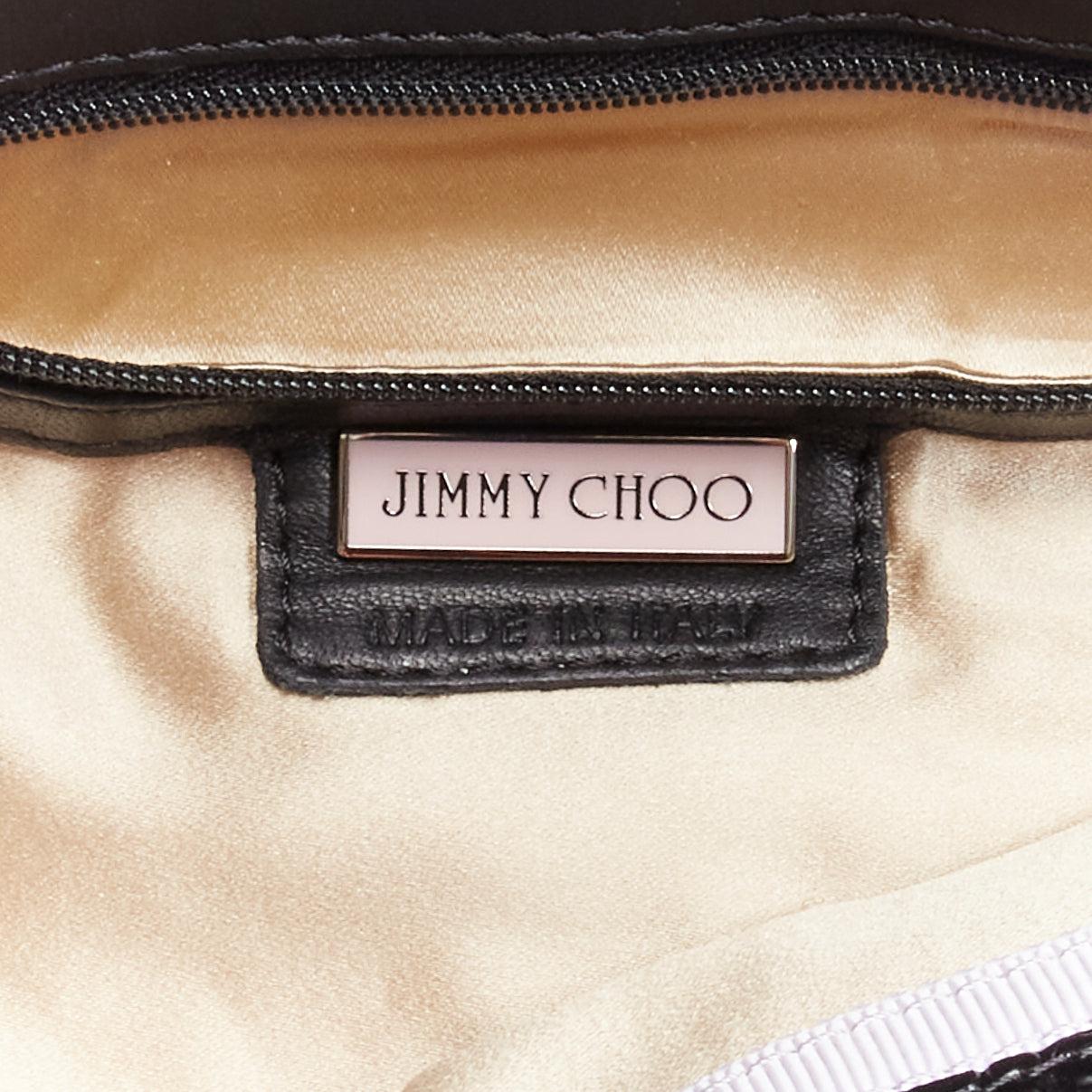 JIMMY CHOO Chandra black croc embossed silver studs woven magnet clutch bag 2