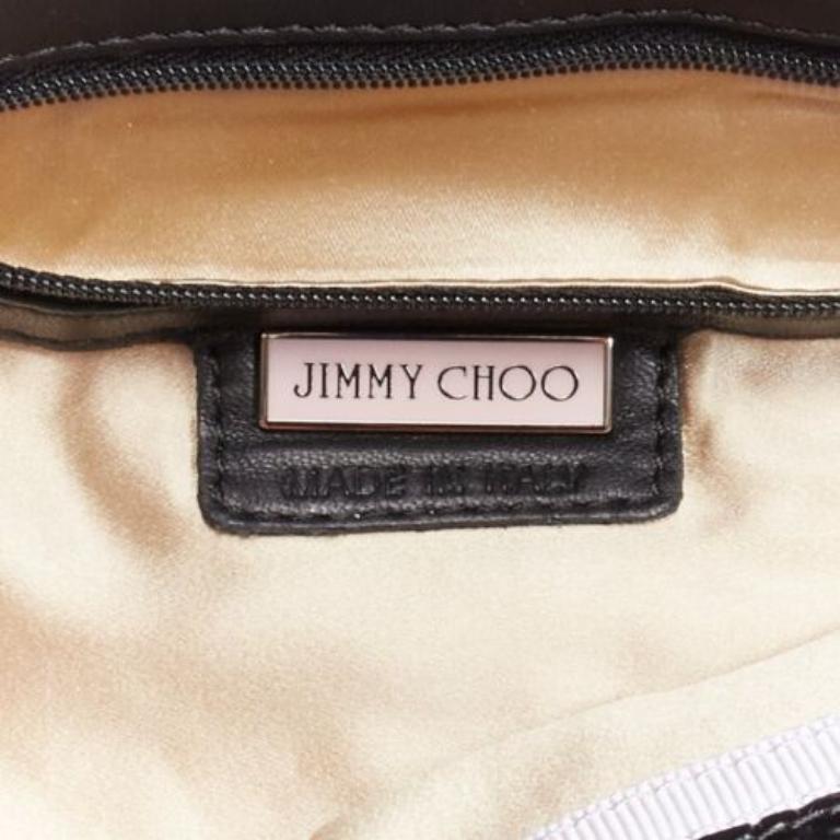 Jimmy Choo Chandra, borsa nera con borchie in rilievo in coccodrillo e chiusura con magnete in vendita 2