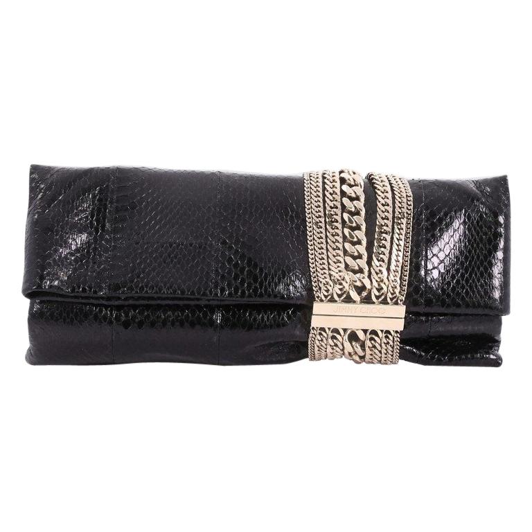 Jimmy Choo Chandra Chain Clutch Snakeskin