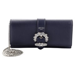 Jimmy Choo Cheri Continental Wallet on Chain Leather with Crystal Buckle