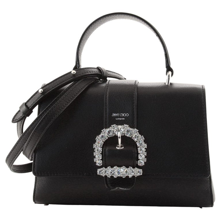 Jimmy Choo Cheri Top Handle Bag Leather with Crystal Buckle Small at