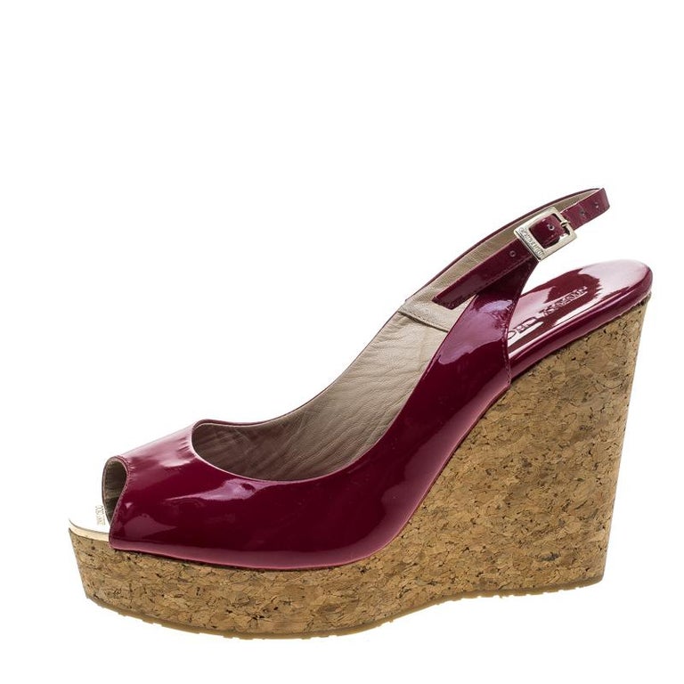 red slingback wedges