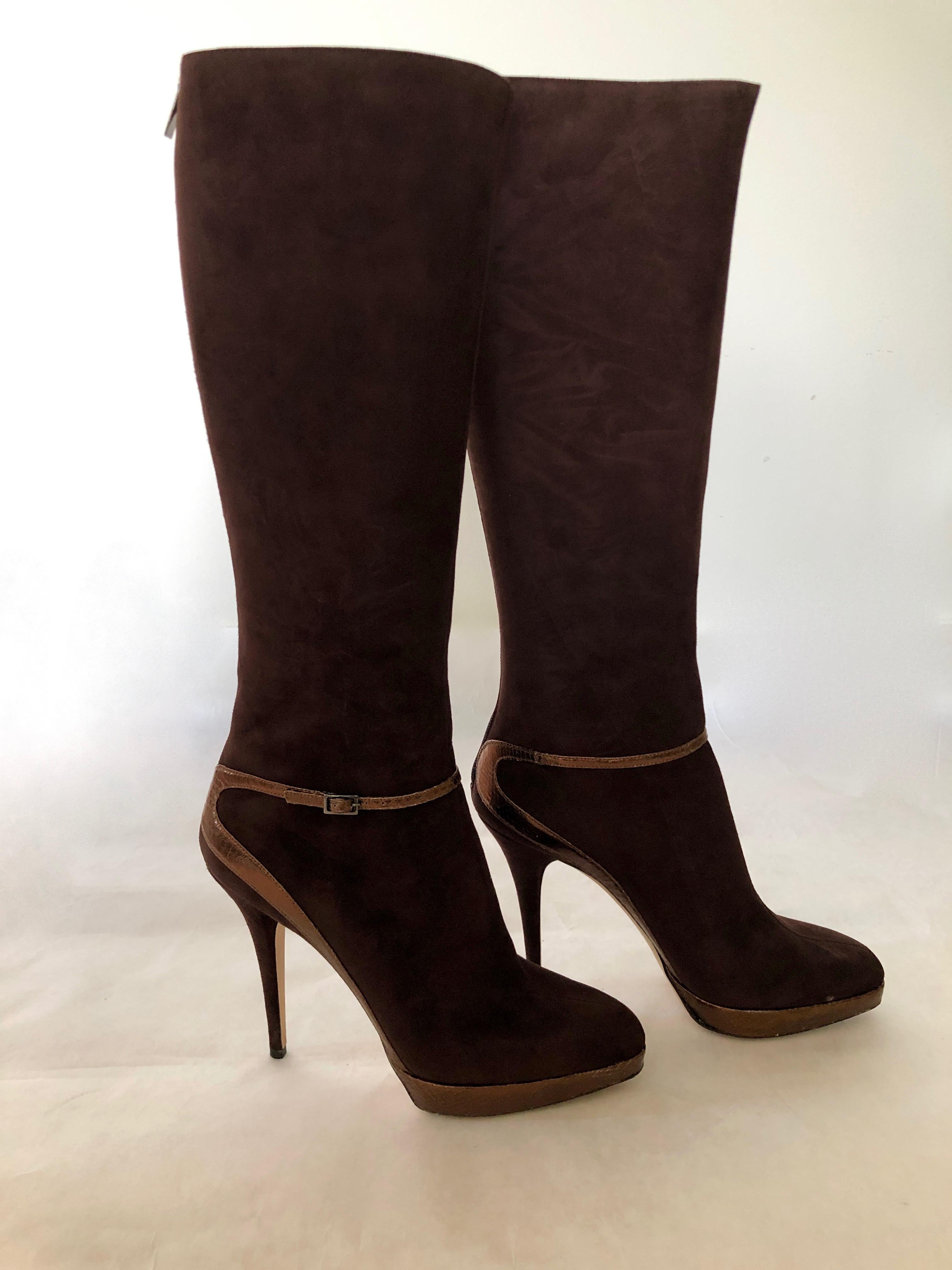 chocolate brown suede boots