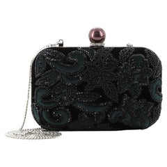 Jimmy Choo Cloud Chain Clutch Bead Embellished Satin and Velvet with Crystals