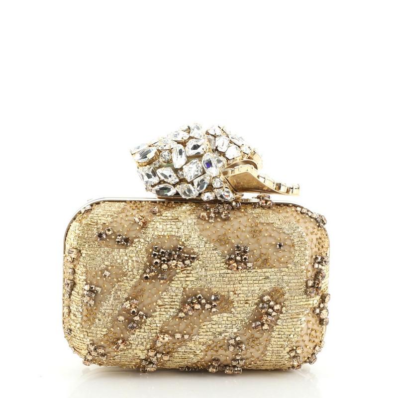 Jimmy Choo  Cloud Crystal Knot Clutch Crystal Embellished Satin In Good Condition In NY, NY