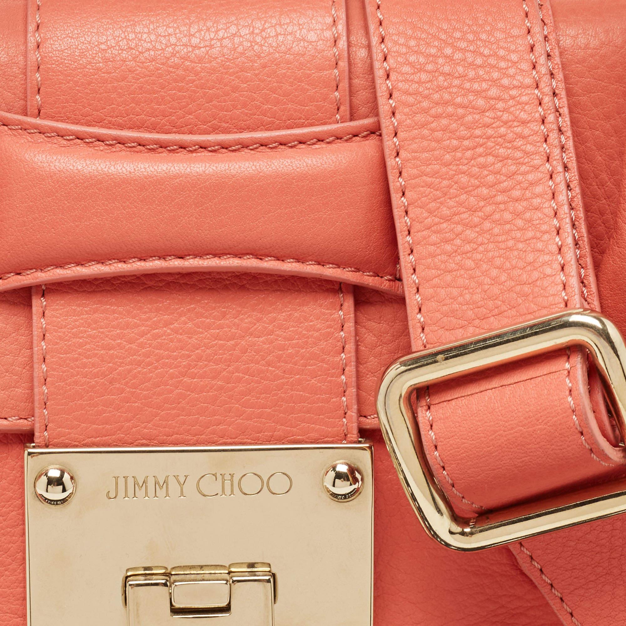 Orange Jimmy Choo Coral Leather Small Rosalie Satchel