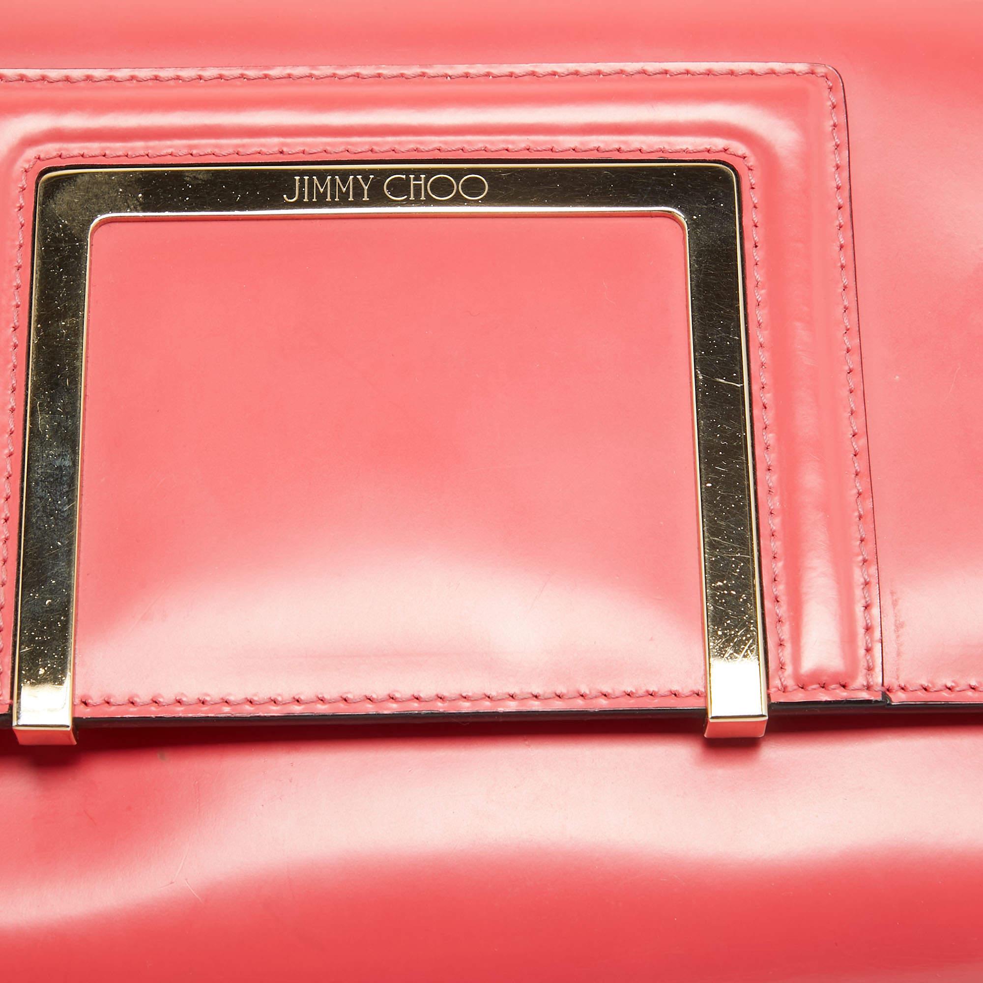Jimmy Choo Coral Pink Leather Alba Shoulder Bag For Sale 6