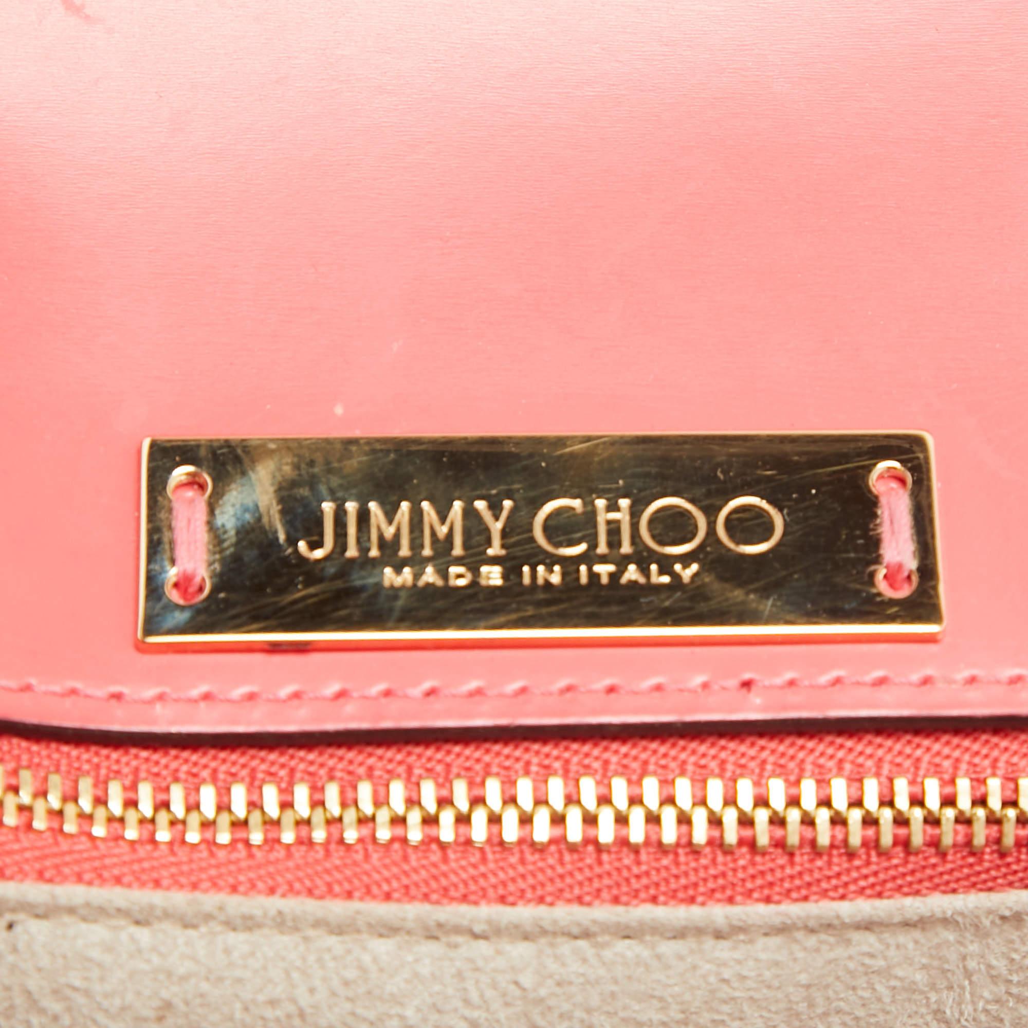 Jimmy Choo Coral Pink Leather Alba Shoulder Bag For Sale 8
