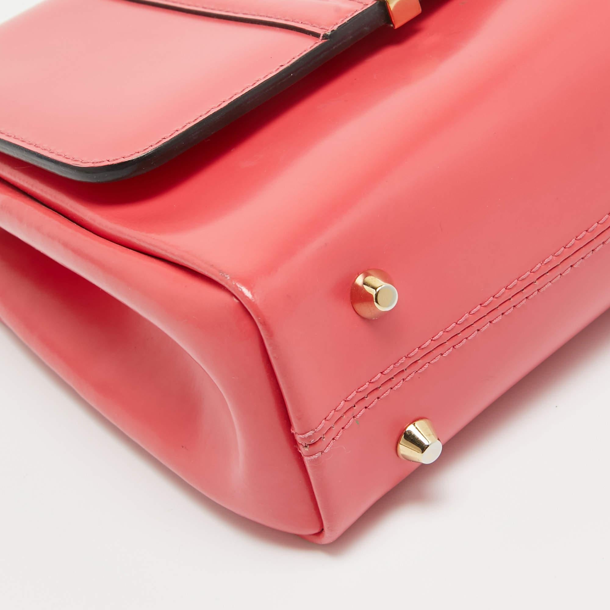 Jimmy Choo Coral Pink Leather Alba Shoulder Bag For Sale 4