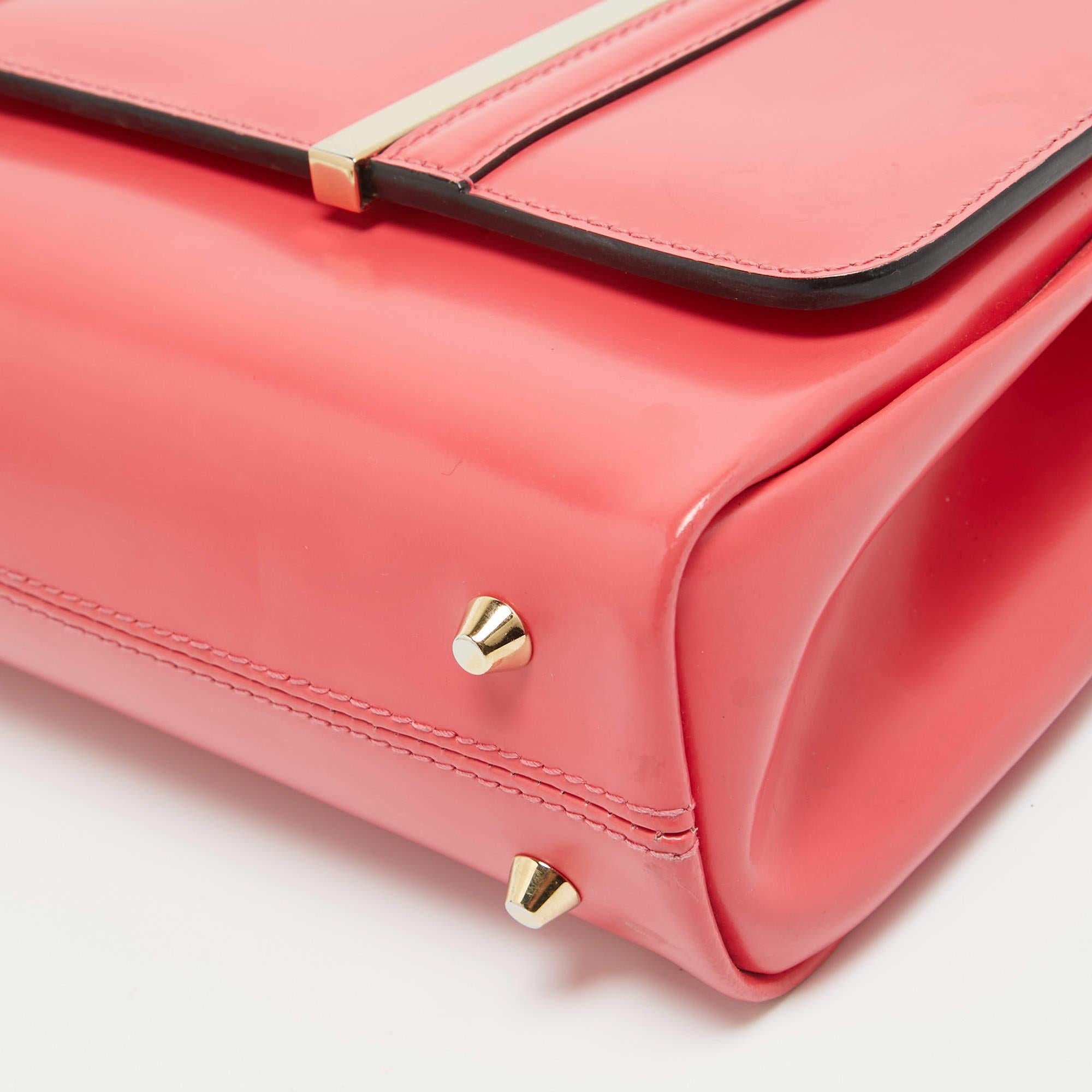 Jimmy Choo Coral Pink Leather Alba Shoulder Bag For Sale 5