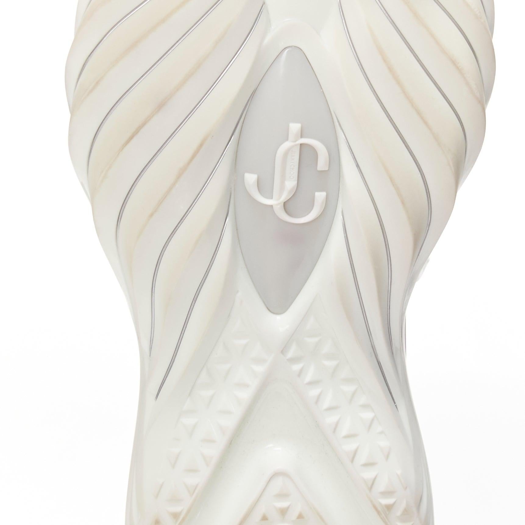 JIMMY CHOO Cosmos white leather rubber JC logo crystal dad sneakers EU39A For Sale 5