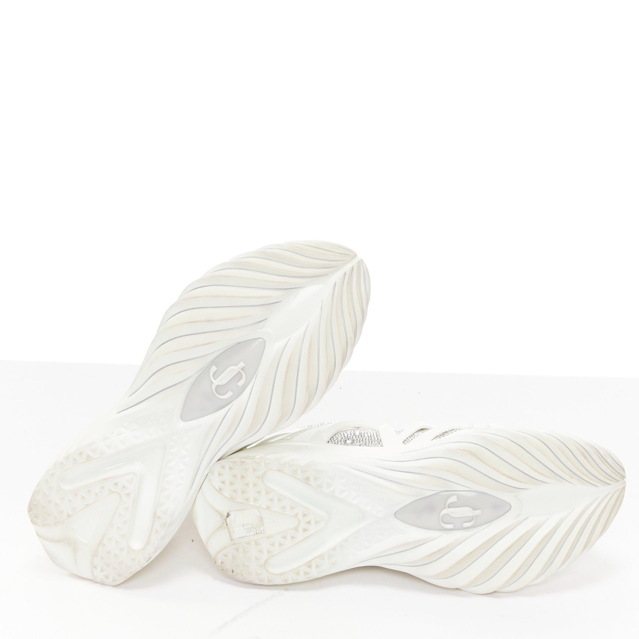 JIMMY CHOO Cosmos white leather rubber JC logo crystal dad sneakers EU39A For Sale 6