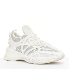 JIMMY CHOO Cosmos white leather rubber JC logo crystal dad sneakers EU39A