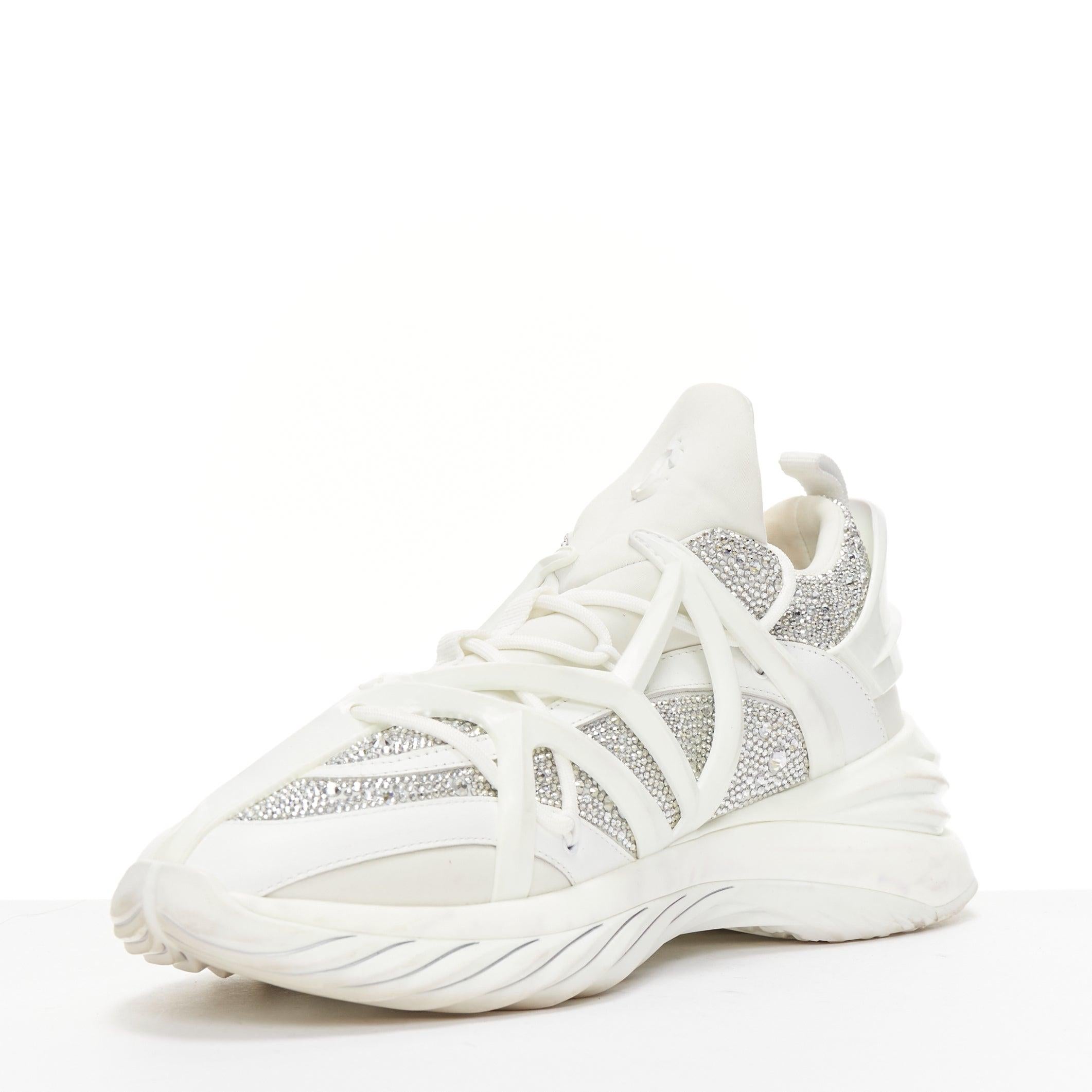 JIMMY CHOO Cosmos white leather rubber JC logo crystal dad sneakers EU39A In Fair Condition For Sale In Hong Kong, NT