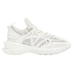 JIMMY CHOO Cosmos white leather rubber JC logo crystal dad sneakers EU39A