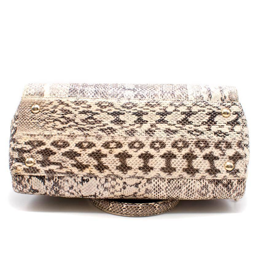 Brown Jimmy Choo Cream and Grey Python Top Handle/Shoulder Bag