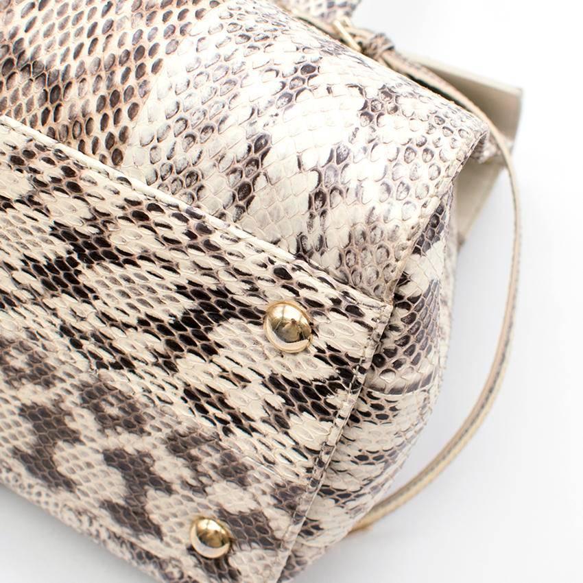 Jimmy Choo Cream and Grey Python Top Handle/Shoulder Bag In Excellent Condition In London, GB