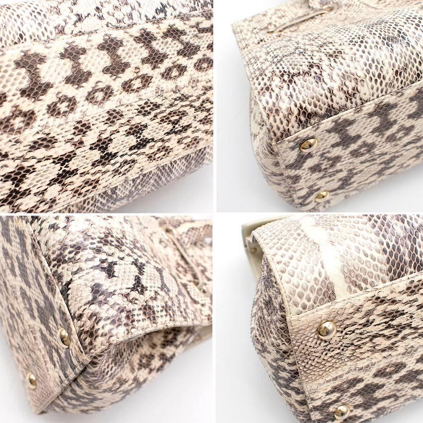Women's Jimmy Choo Cream and Grey Python Top Handle/Shoulder Bag