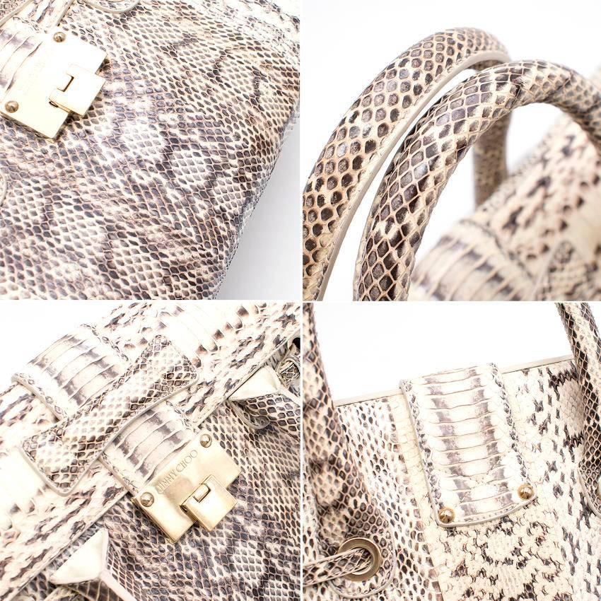 Jimmy Choo Cream and Grey Python Top Handle/Shoulder Bag 1