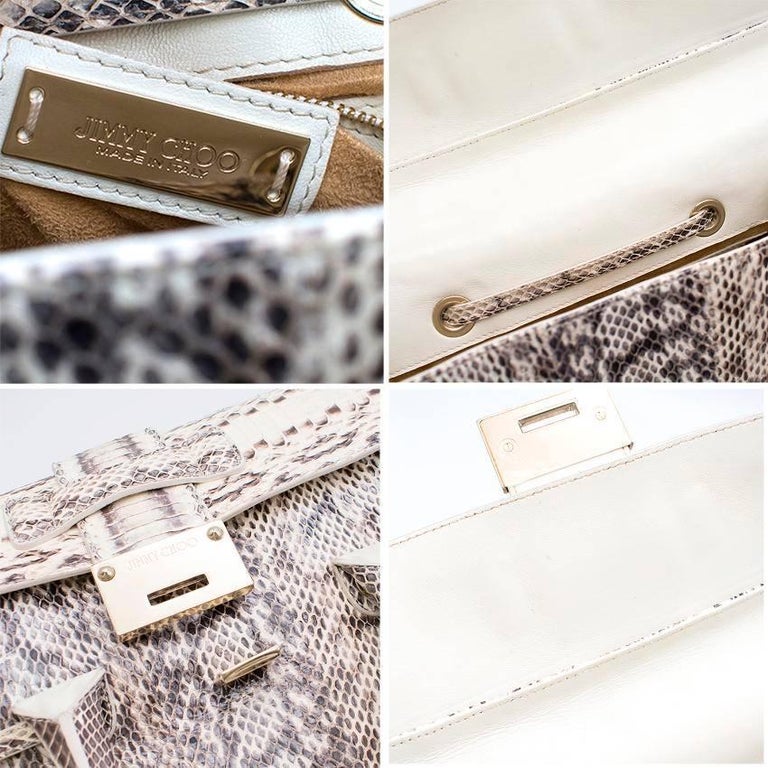 jimmy choo kaja patchwork python leather shoulder bag... Jimmy Choo Cream and Grey Python Top Handle/Shoulder Bag at 1stDibs