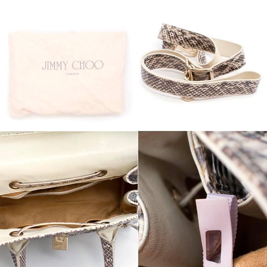 Jimmy Choo Cream and Grey Python Top Handle/Shoulder Bag 3