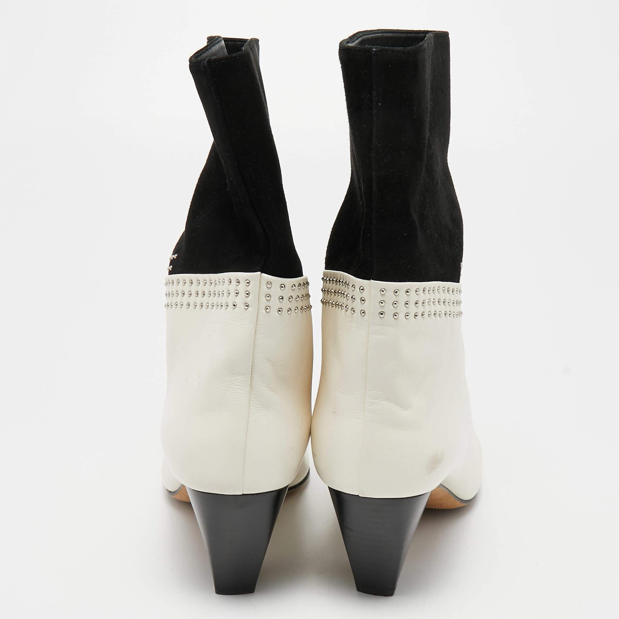Jimmy Choo Cream/Black Suede and Leather Ankle Boots Size 36 For Sale 2