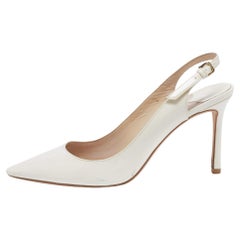 Jimmy Choo Cream Patent Leather Buckle Slingback Sandals Size 37