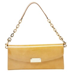 Jimmy Choo Cream Patent Leather Riane Chain Clutch