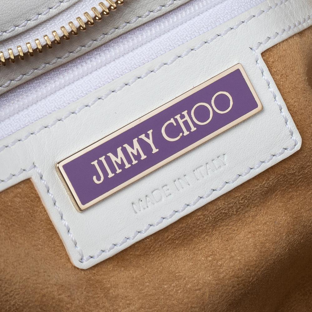 Jimmy Choo Cremefarbene Umhängetasche aus Lackleder mit Rio-Kette 5