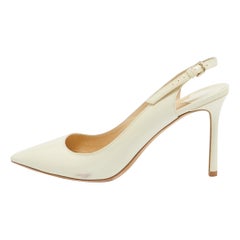Jimmy Choo Cream Patent Leather Slingback Pointed Toe Pumps Size 41
