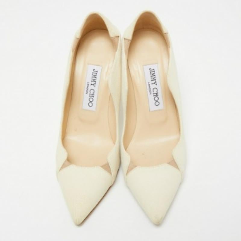 Beige Jimmy Choo - Escarpins Tamika en cuir texturé crème, taille 35.5 en vente