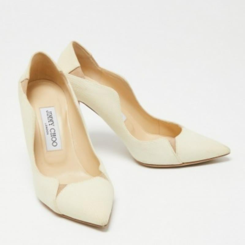 Jimmy Choo - Escarpins Tamika en cuir texturé crème, taille 35.5 Pour femmes en vente
