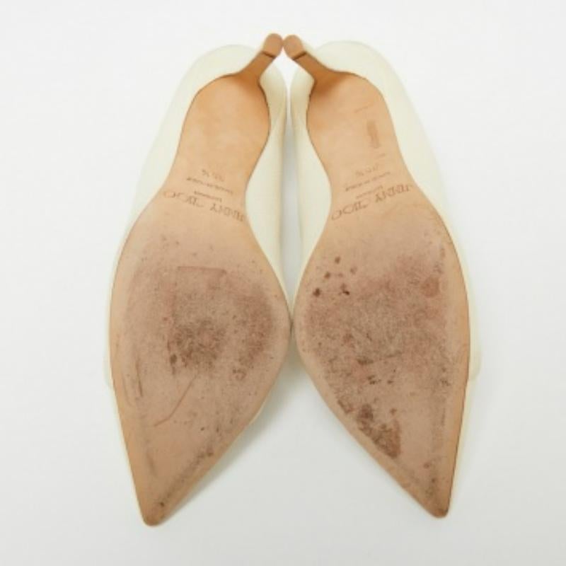 Jimmy Choo - Escarpins Tamika en cuir texturé crème, taille 35.5 en vente 2