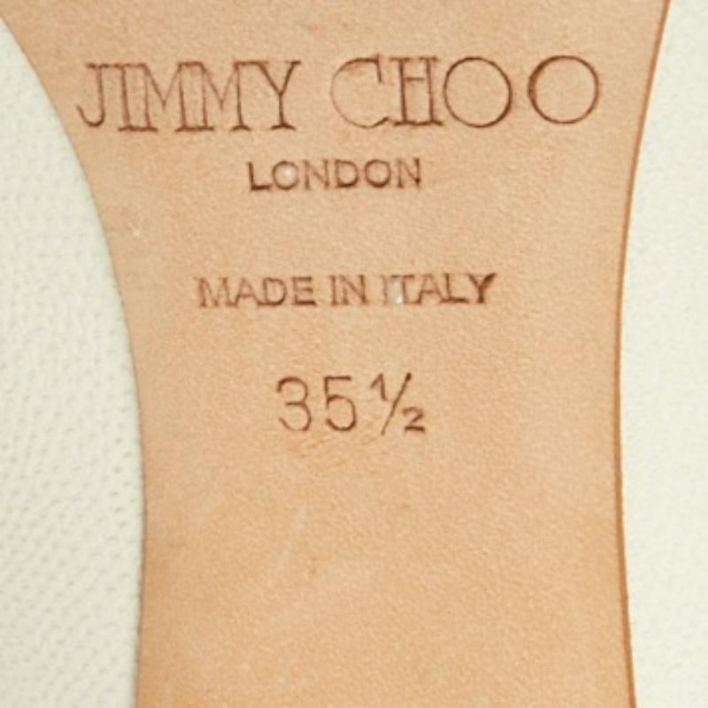 Jimmy Choo - Escarpins Tamika en cuir texturé crème, taille 35.5 en vente 3