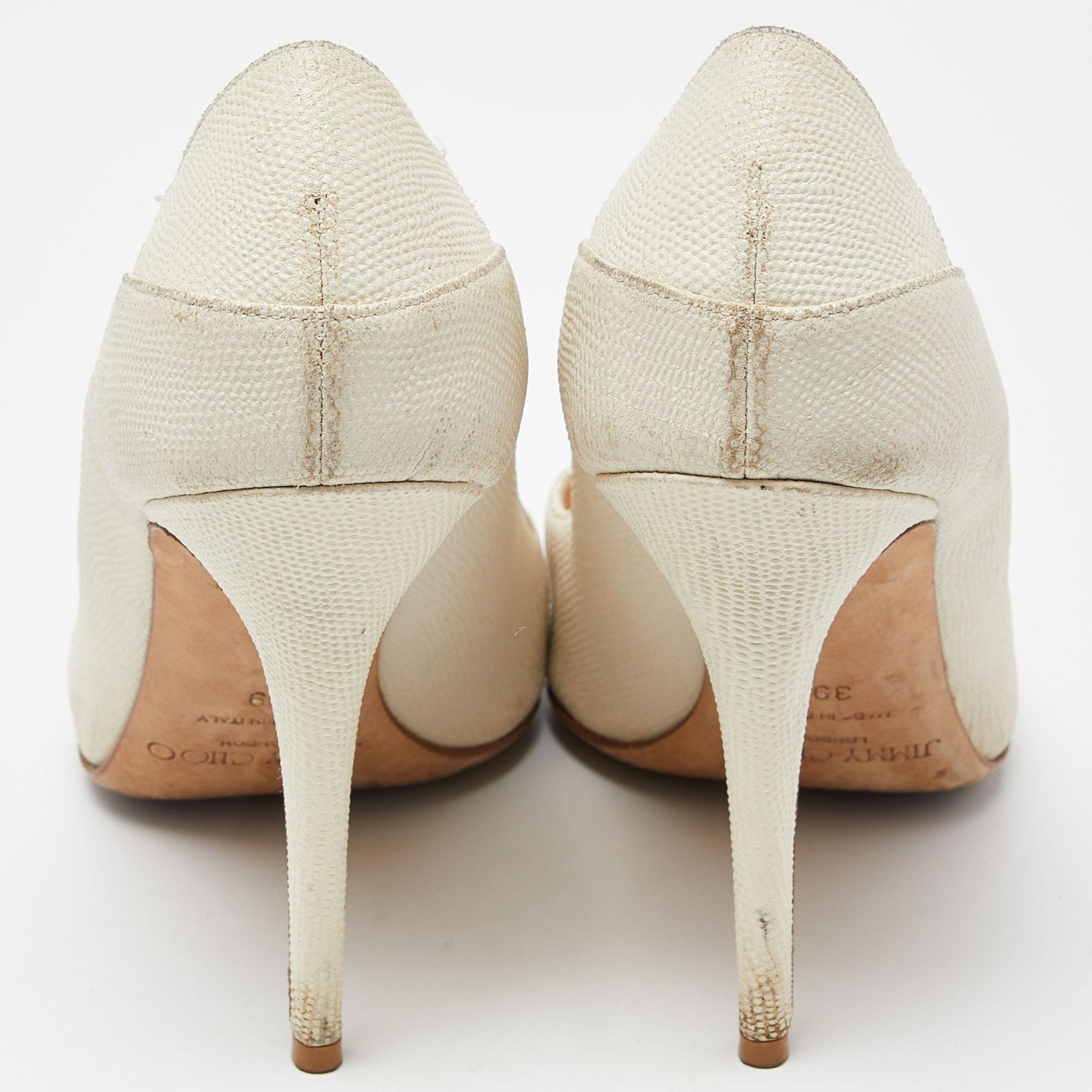 Jimmy Choo - Escarpins Tamika en cuir texturé crème, taille 39 Pour femmes en vente
