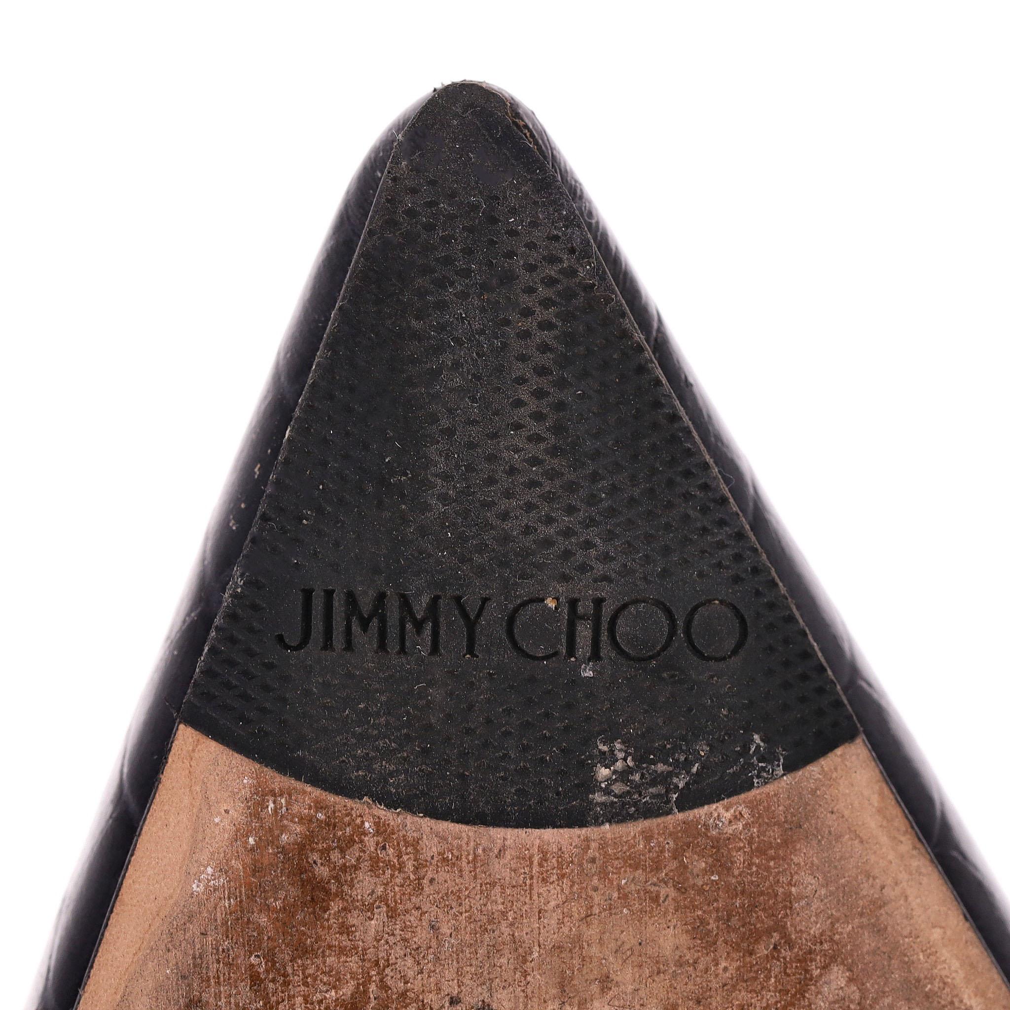Jimmy Choo Croc-Embossed Leather Knee-High Boots For Sale 3