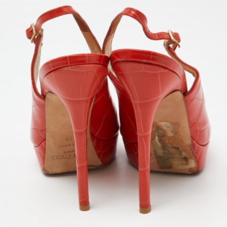 Jimmy Choo - Escarpins à plateforme en cuir gaufré Taille 39 Bon état - En vente à Dubai, Al Qouz 2