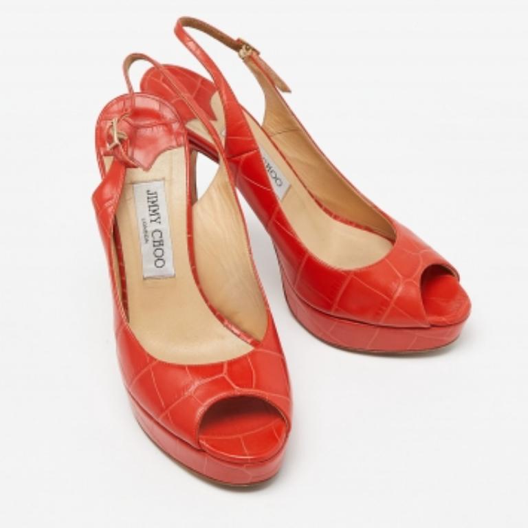 Jimmy Choo - Escarpins à plateforme en cuir gaufré Taille 39 Pour femmes en vente