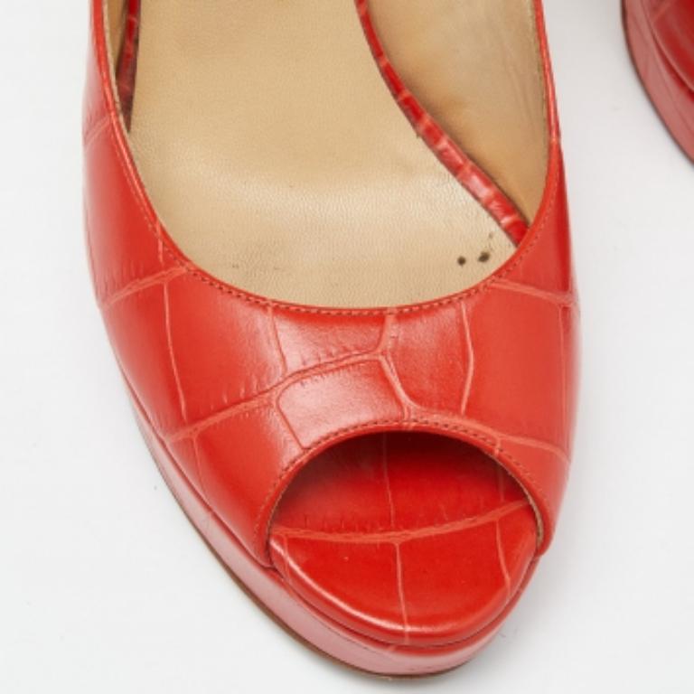 Jimmy Choo - Escarpins à plateforme en cuir gaufré Taille 39 en vente 1