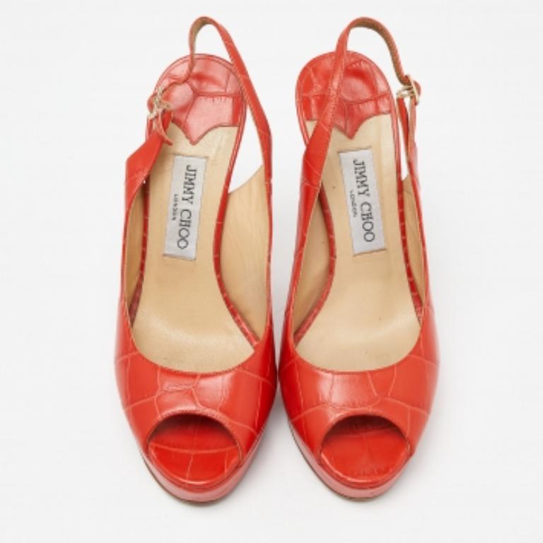 Jimmy Choo - Escarpins à plateforme en cuir gaufré Taille 39 en vente 2