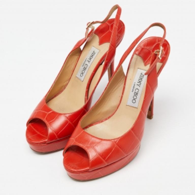 Jimmy Choo - Escarpins à plateforme en cuir gaufré Taille 39 en vente 3