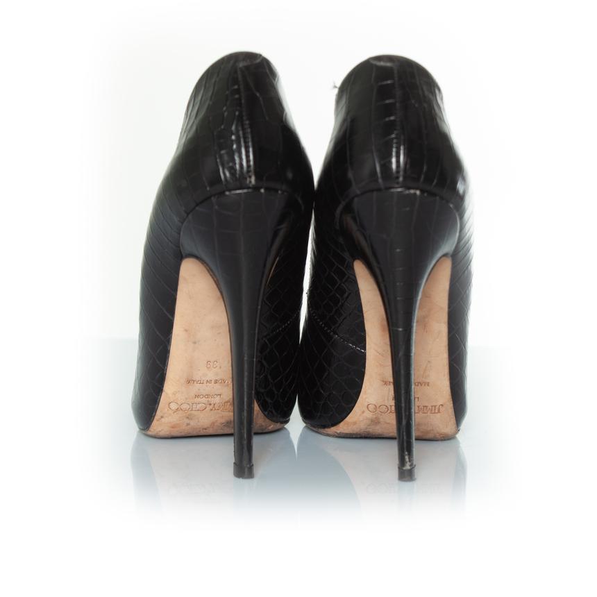 Jimmy Choo, Croco printed heels in black For Sale 1