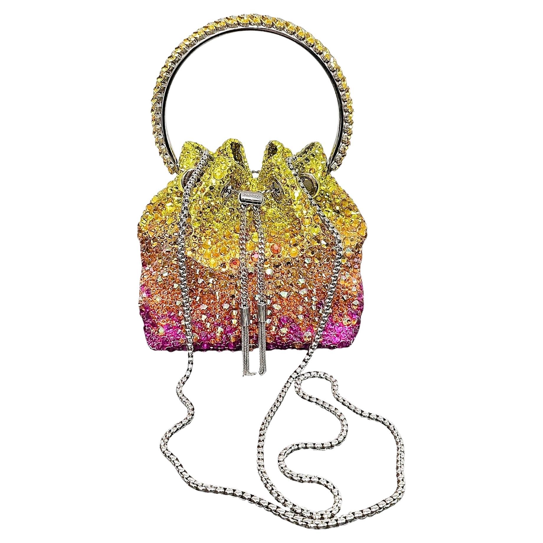 Jimmy Choo Crystal Embellished Top Handle Bon Bon Bucket