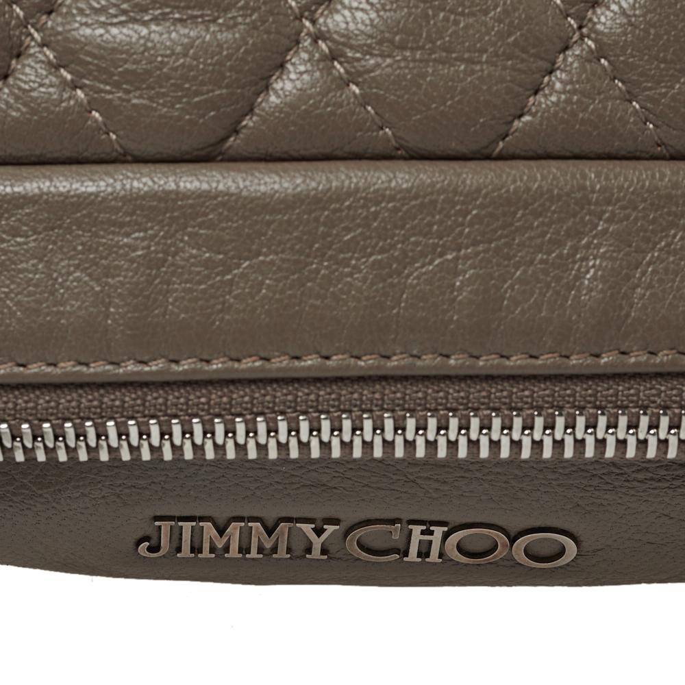 Jimmy Choo Dark Beige Quilted Leather Bex Clutch 1