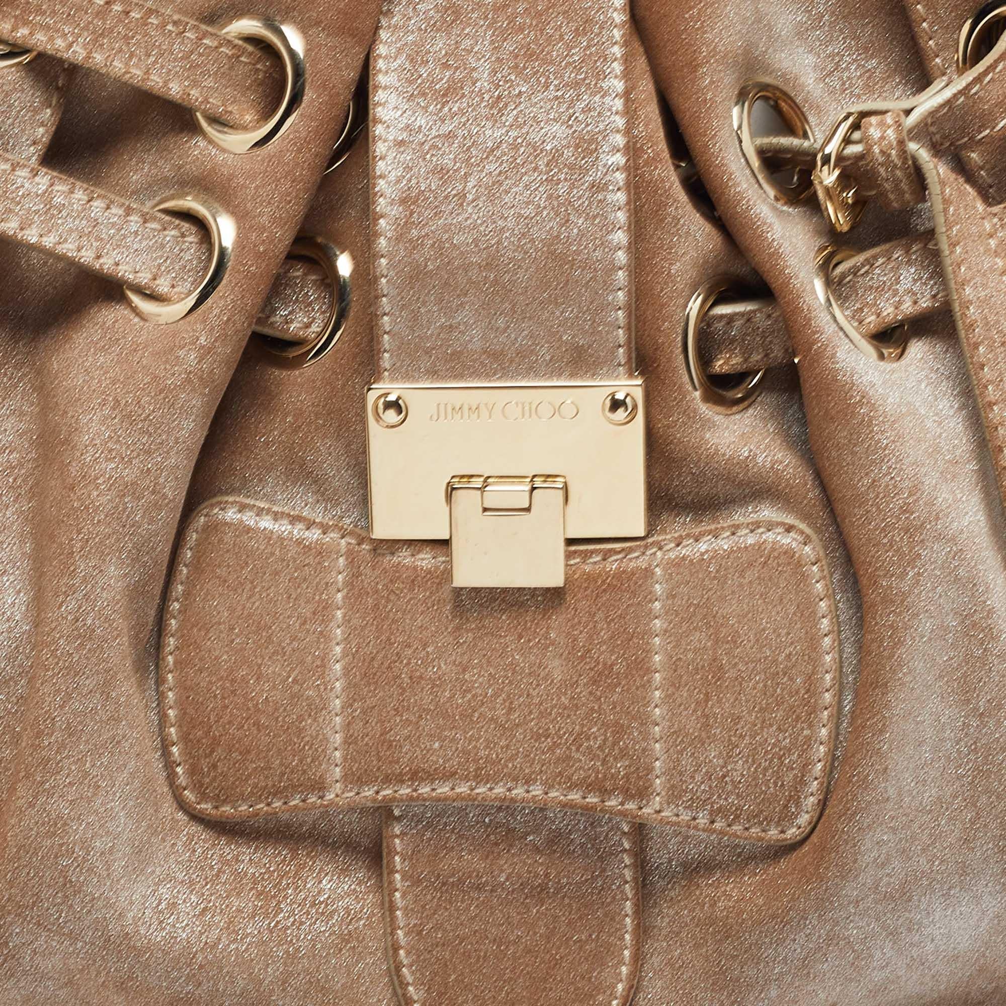 De las mujeres Jimmy Choo Bolso Ramona de ante brillante beige oscuro/plata