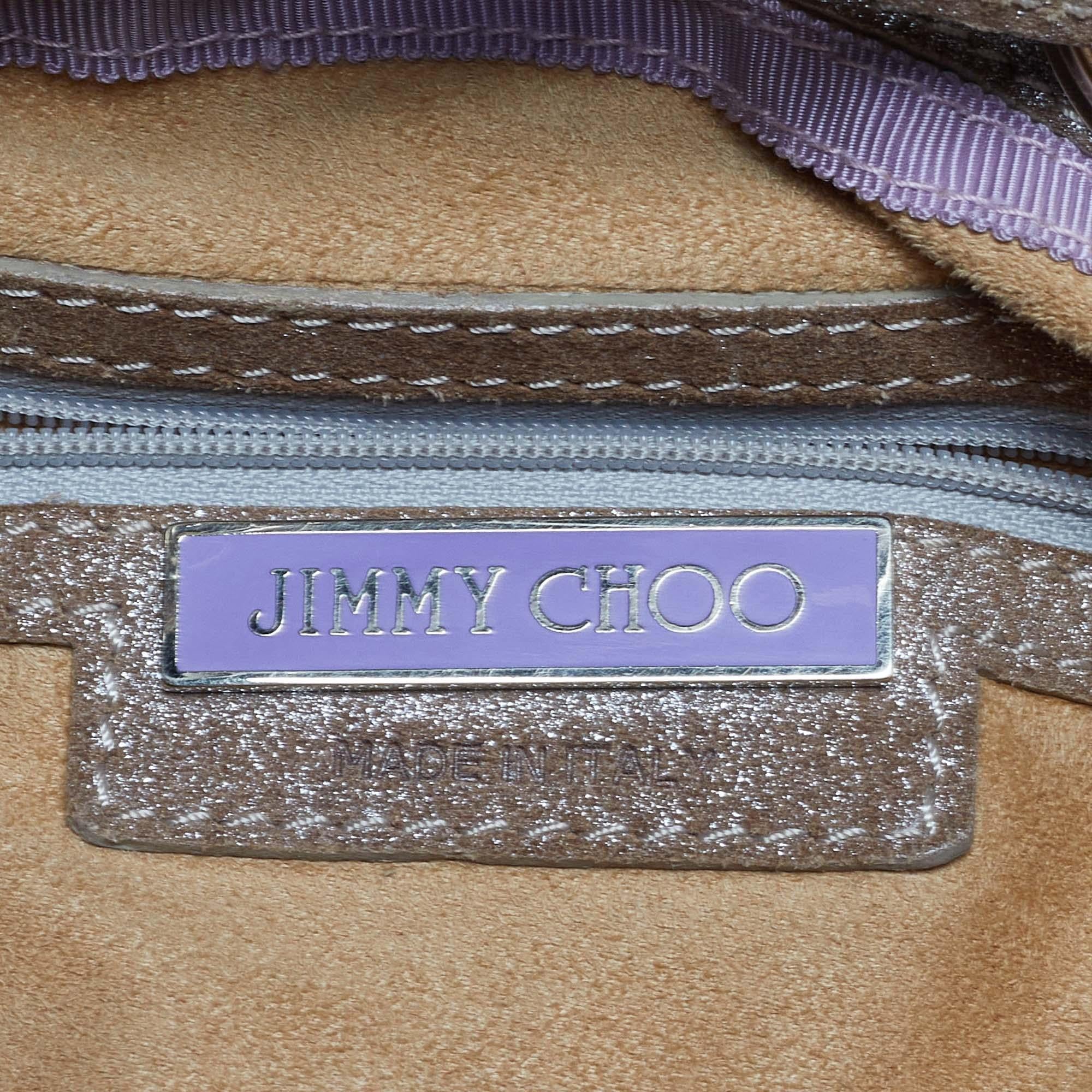 Jimmy Choo Bolso Ramona de ante brillante beige oscuro/plata 3