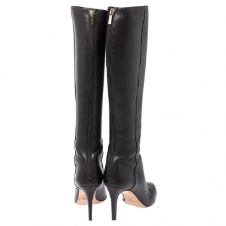 Jimmy Choo - Bottes en cuir marron foncé, taille 37,5 Pour femmes en vente