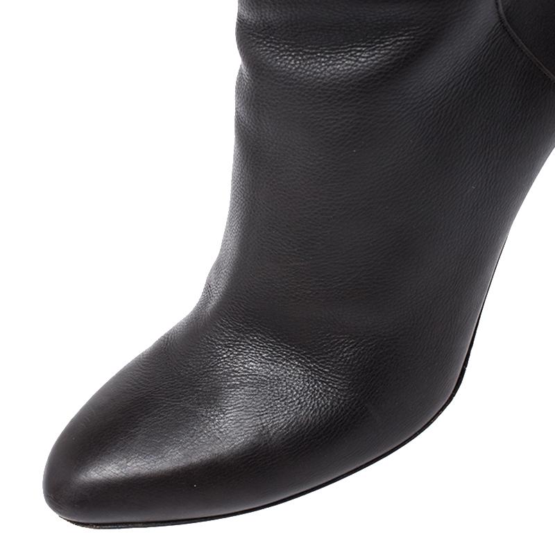 Jimmy Choo Dark Brown Leather Knee Boots Size 37.5 1